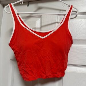 OFFLINE Aerie Real Me Low Key Longline Sports Bra resort red